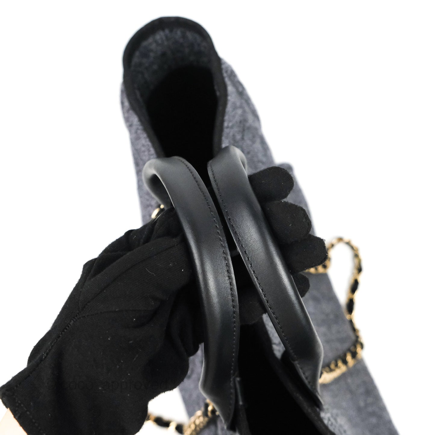 Chanel Large Deauville Charcoal Grey Canvas Gold Hardware
