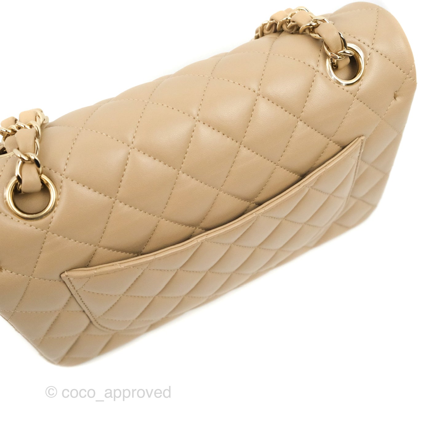 Chanel Small Classic Quilted Flap Dark Beige Lambskin Gold Hardware