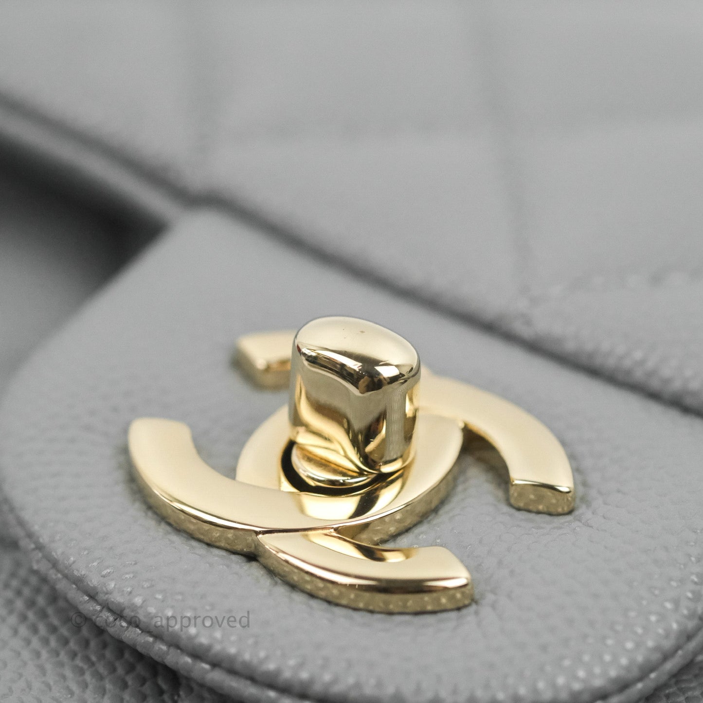 Chanel Small Classic Quilted Flap Grey Caviar Gold Hardware 20C