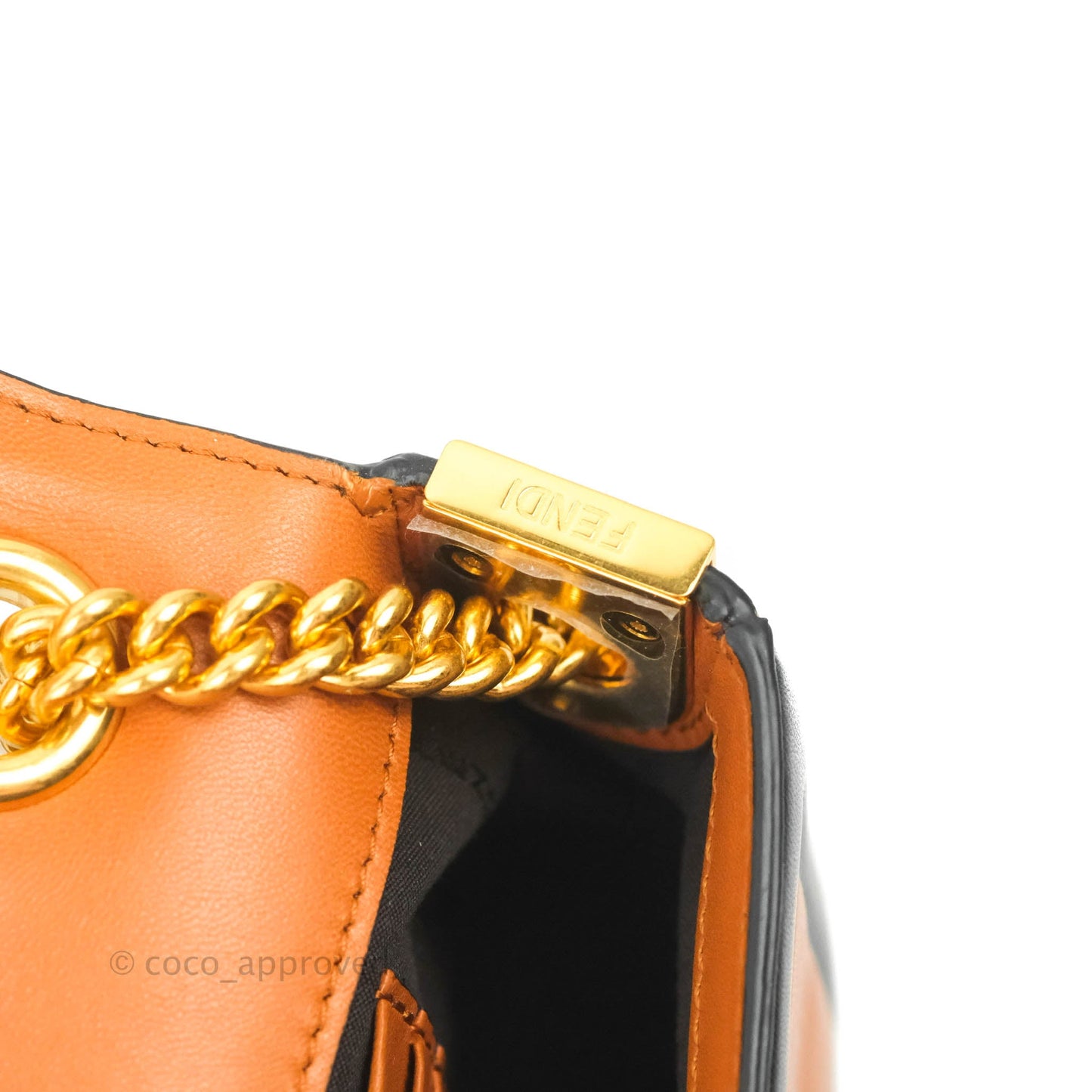 Fendi Mini Baguette Chain Bag Bi-Color Brown/Black Nappa