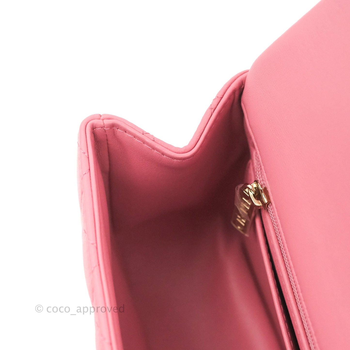 Chanel Top Handle Mini Rectangular Flap Bag Pink Lambskin Gold Hardware With Twilly