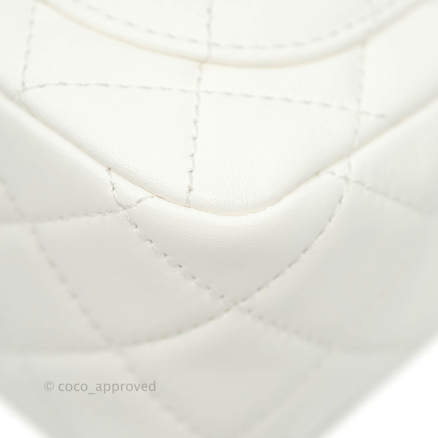 Chanel Mini Square Pearl Crush Quilted White Lambskin Gold Hardware