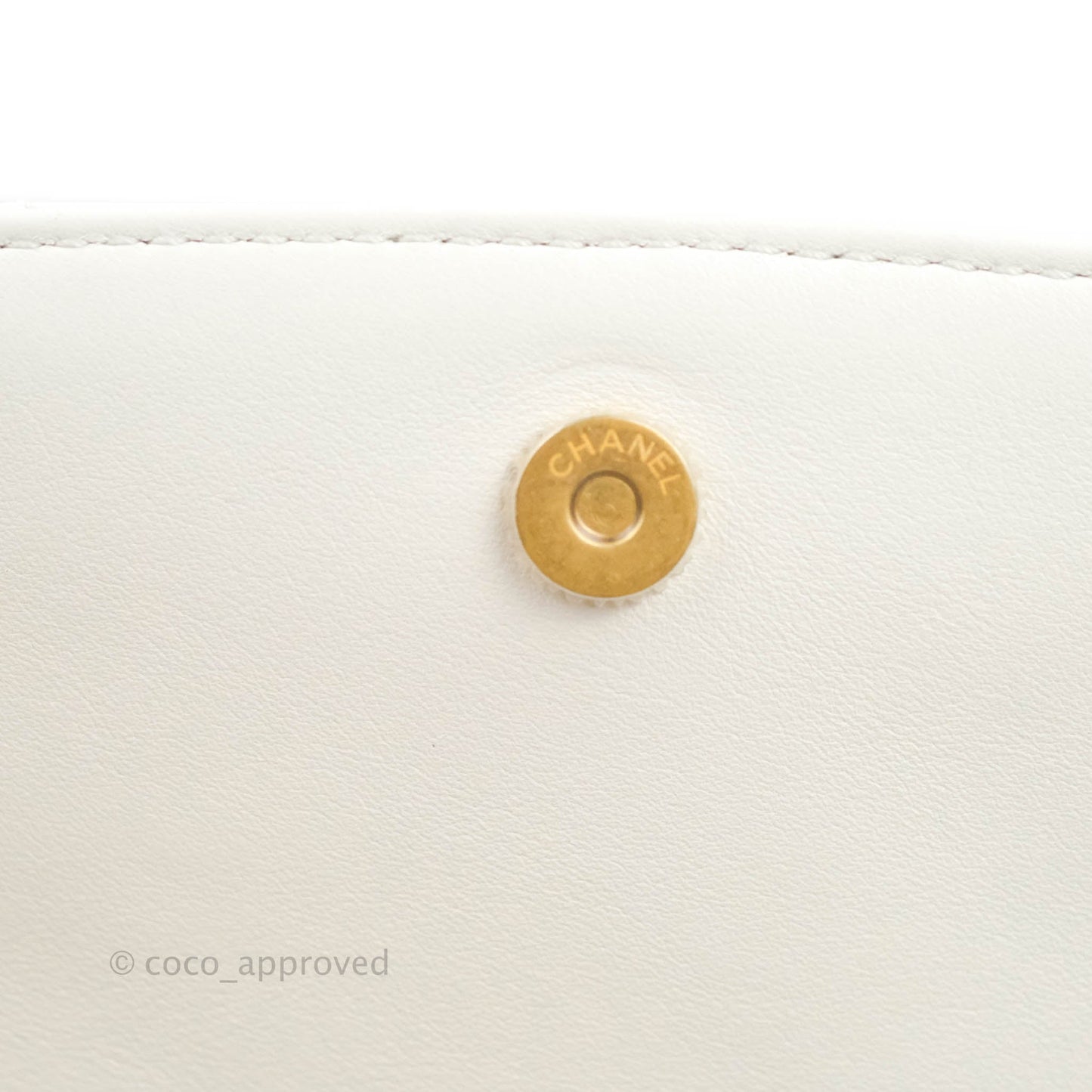 Chanel Small Logo Enchained Flap Bag White Calfskin Aged Gold Hardware 20S