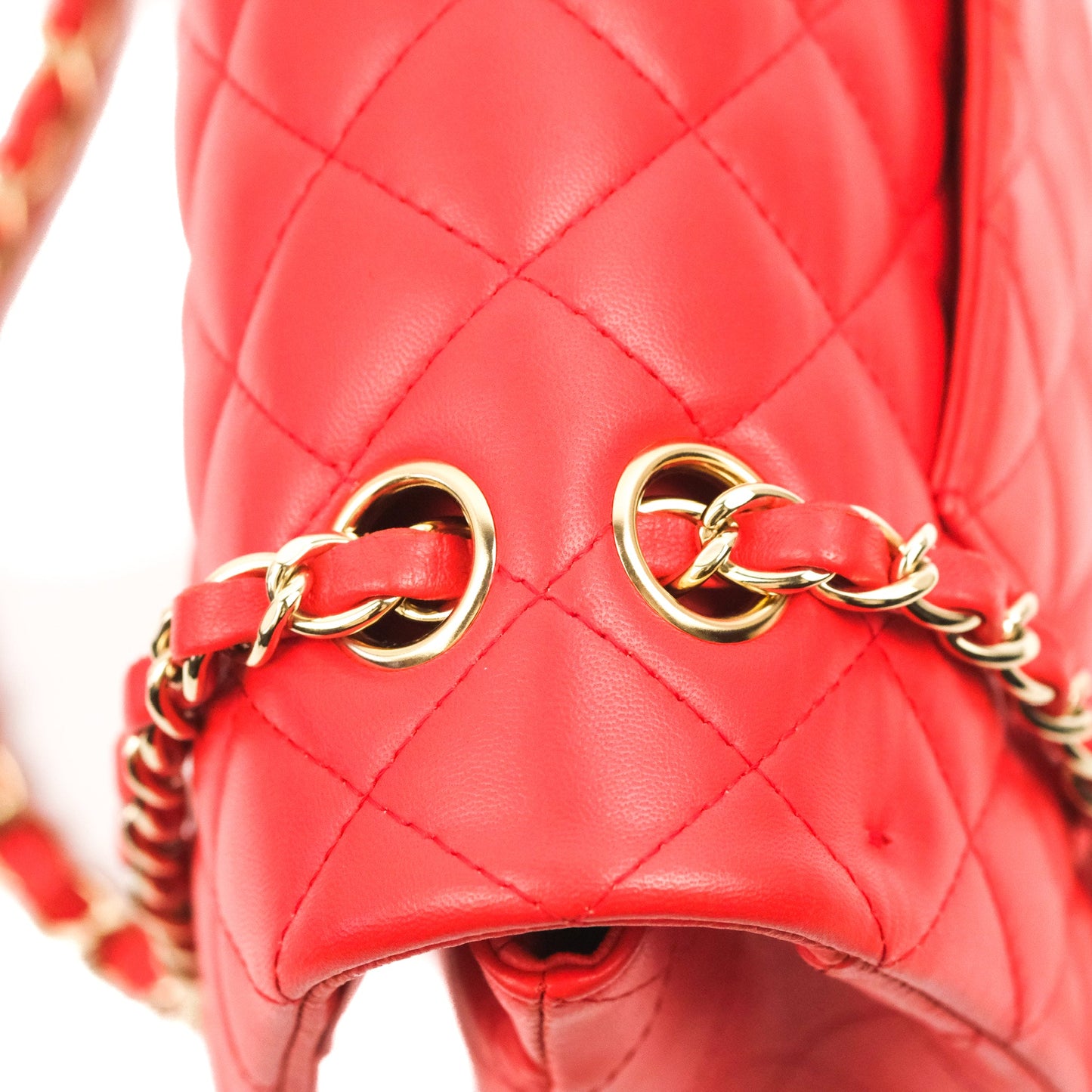 Chanel Classic M/L Medium Double Flap Red Lambskin Gold Hardware
