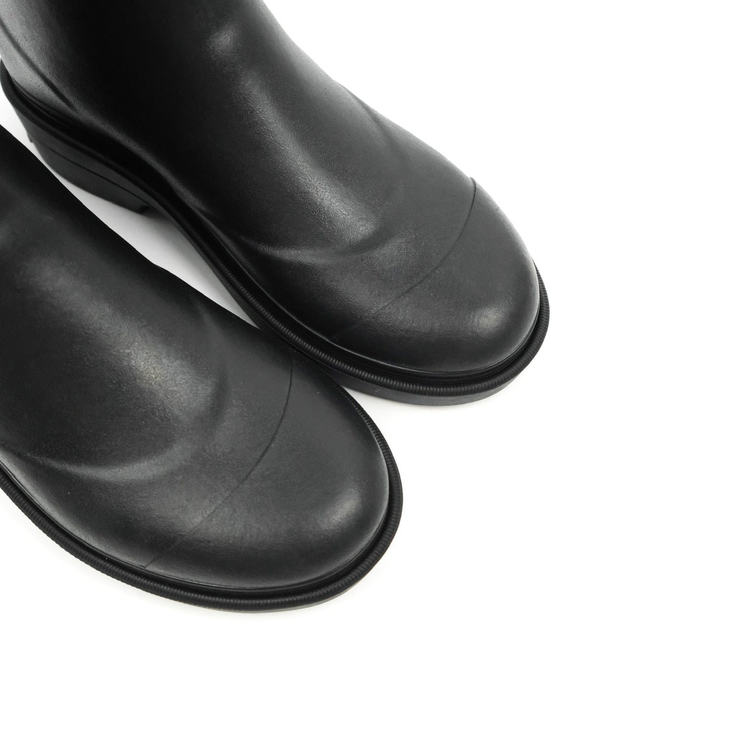 Chanel CC Black Rubber Rain Boots Size 35