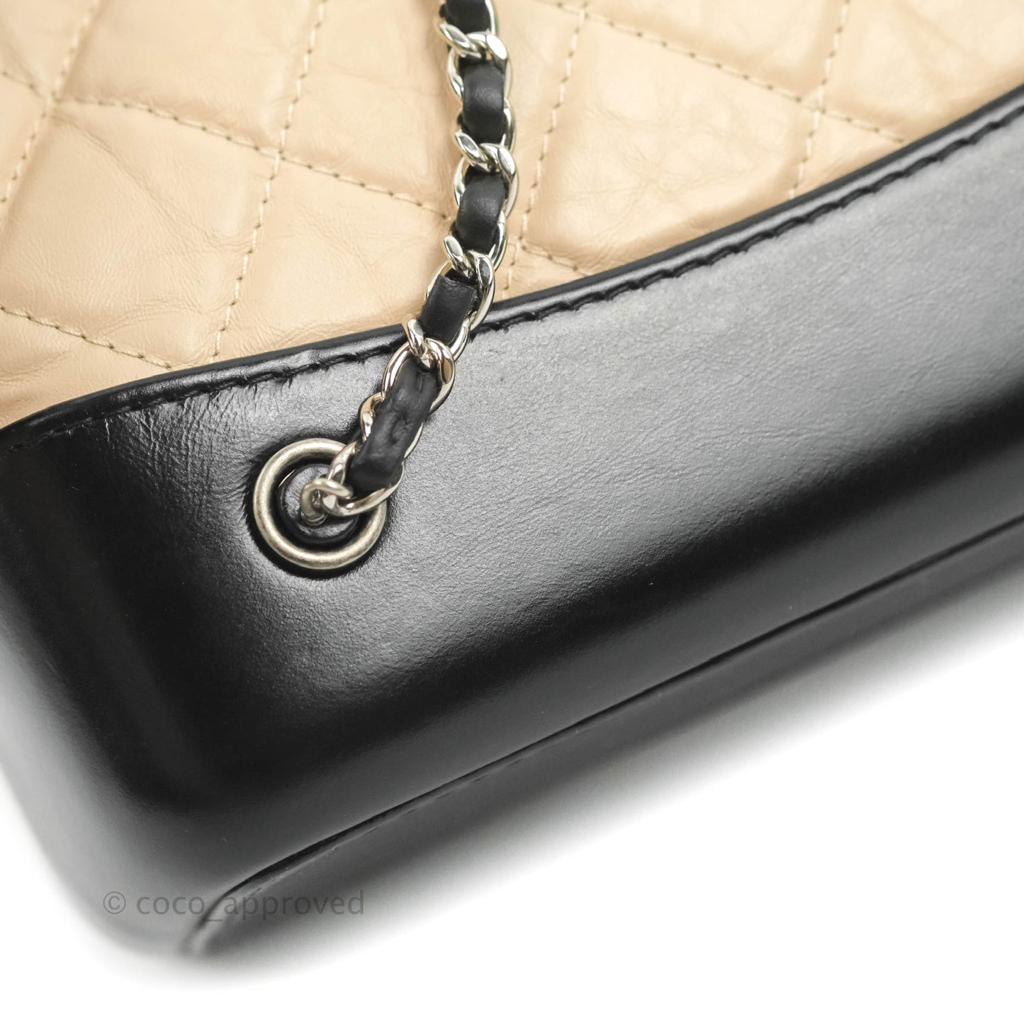 Chanel Small Gabrielle Backpack Beige Black Aged Calfskin