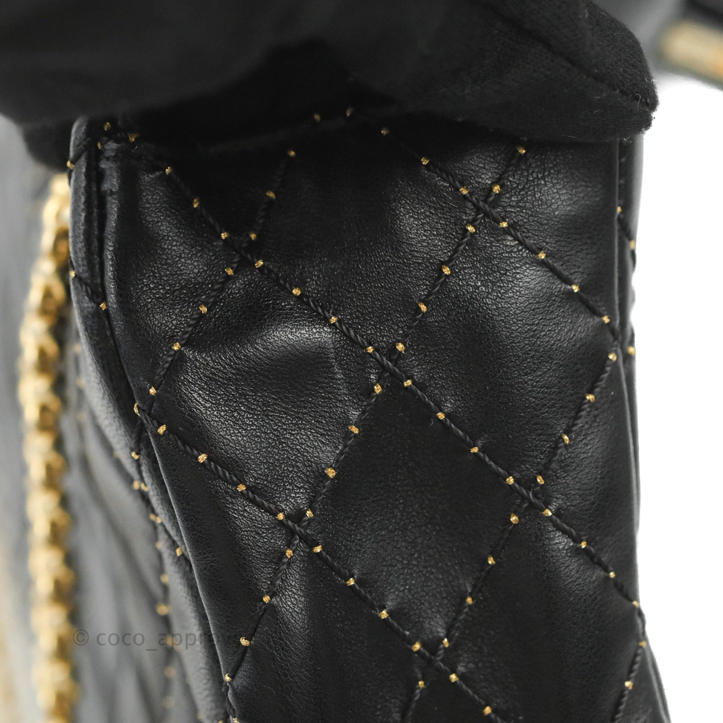 Chanel Quilted Stitched Flap Bag Lambskin Black Aged Gold Hardware 15A