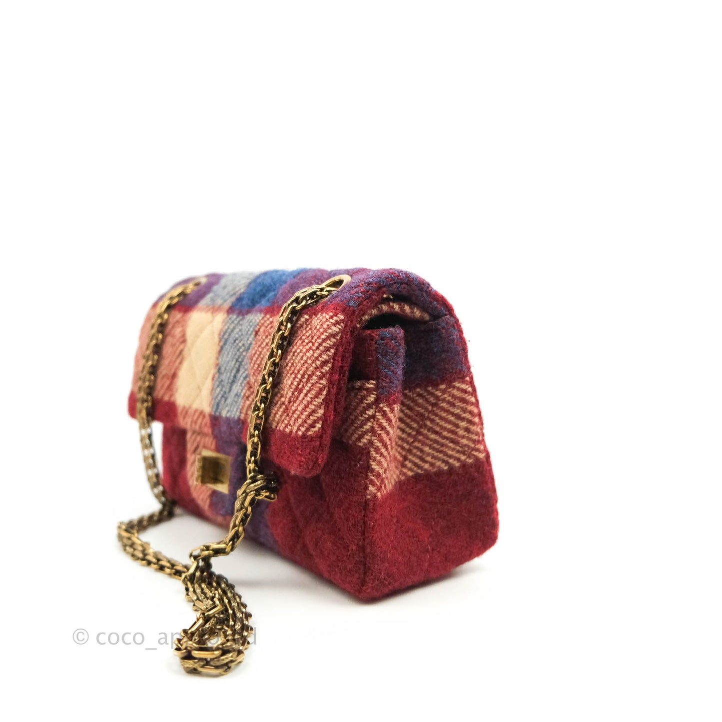 Chanel Mini Reissue 224 Wool Checked Aged Gold Hardware