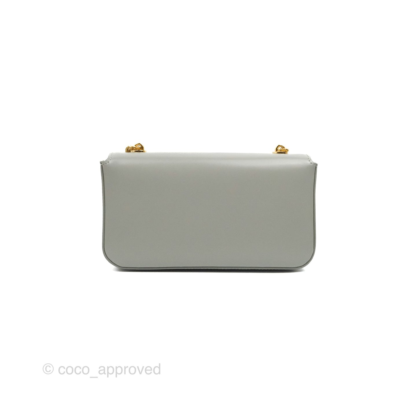 Celine Chain Shoulder Bag Pale Grey Shiny Calfskin