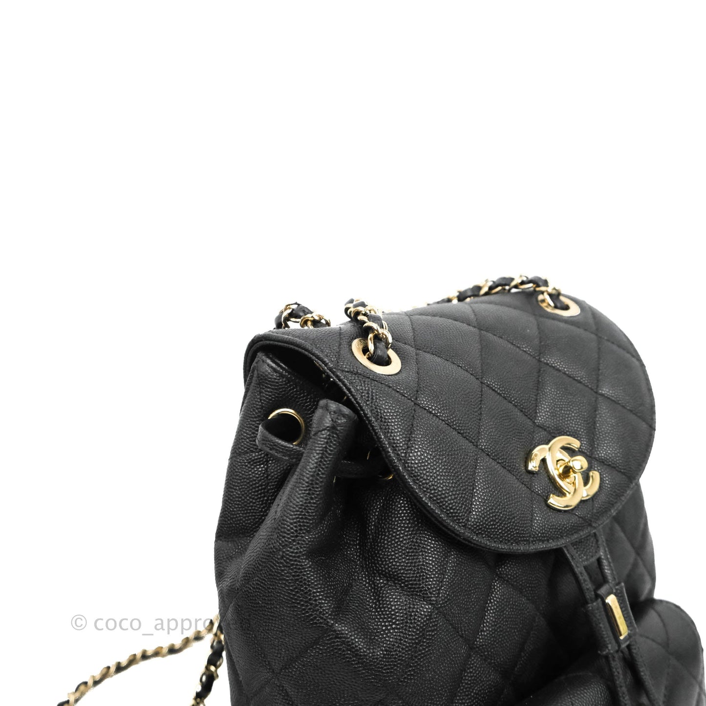 Chanel Quilted Black Caviar Duma Backpack Bag Gold Hardware