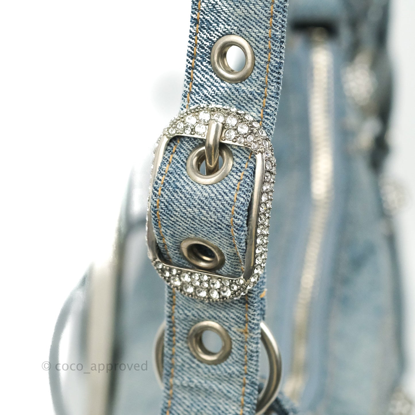 Balenciaga Le Cagole Small Embellished Denim Shoulder Bag