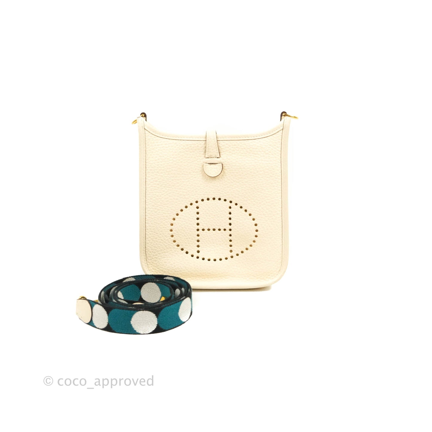Hermès Mini Evelyne 16 Nata Clemence Black/Vert Bosphore Sangle Flipperball Gold Hardware