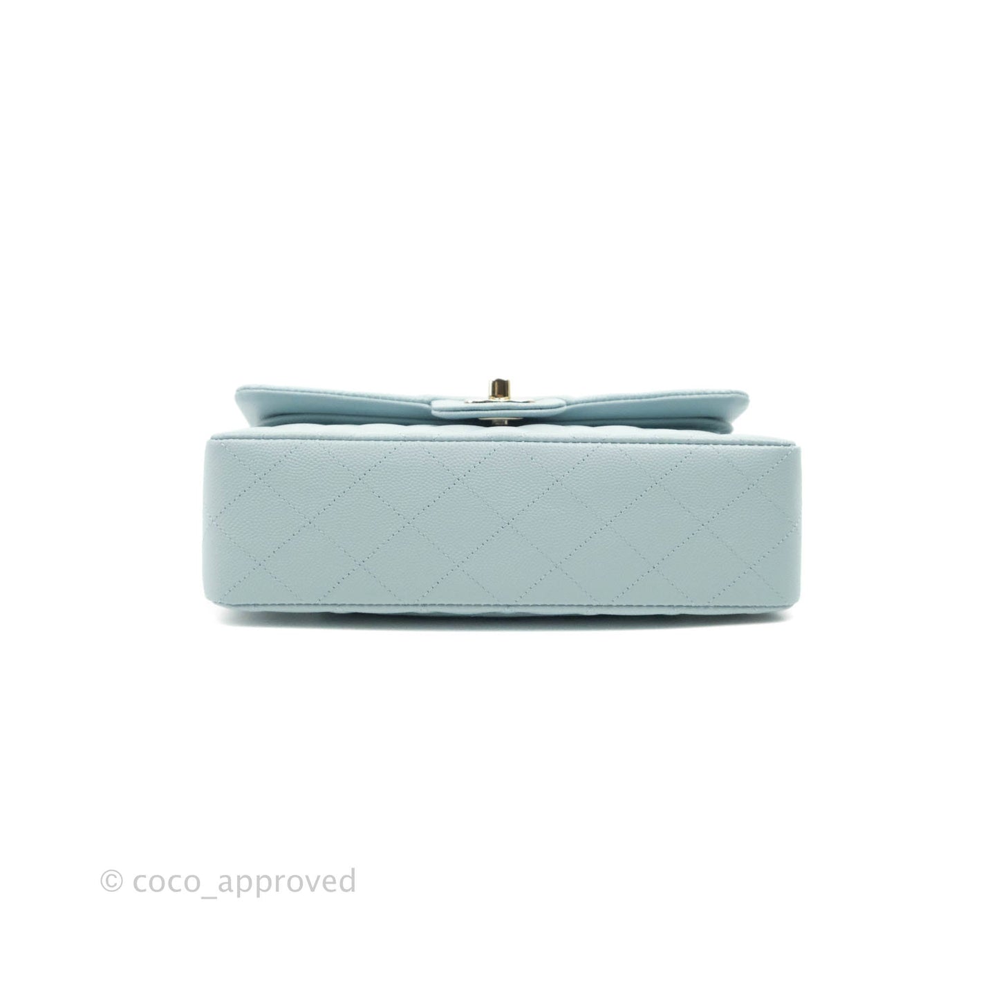 Chanel Small Classic Quilted Flap Light Blue Caviar Gold Hardware