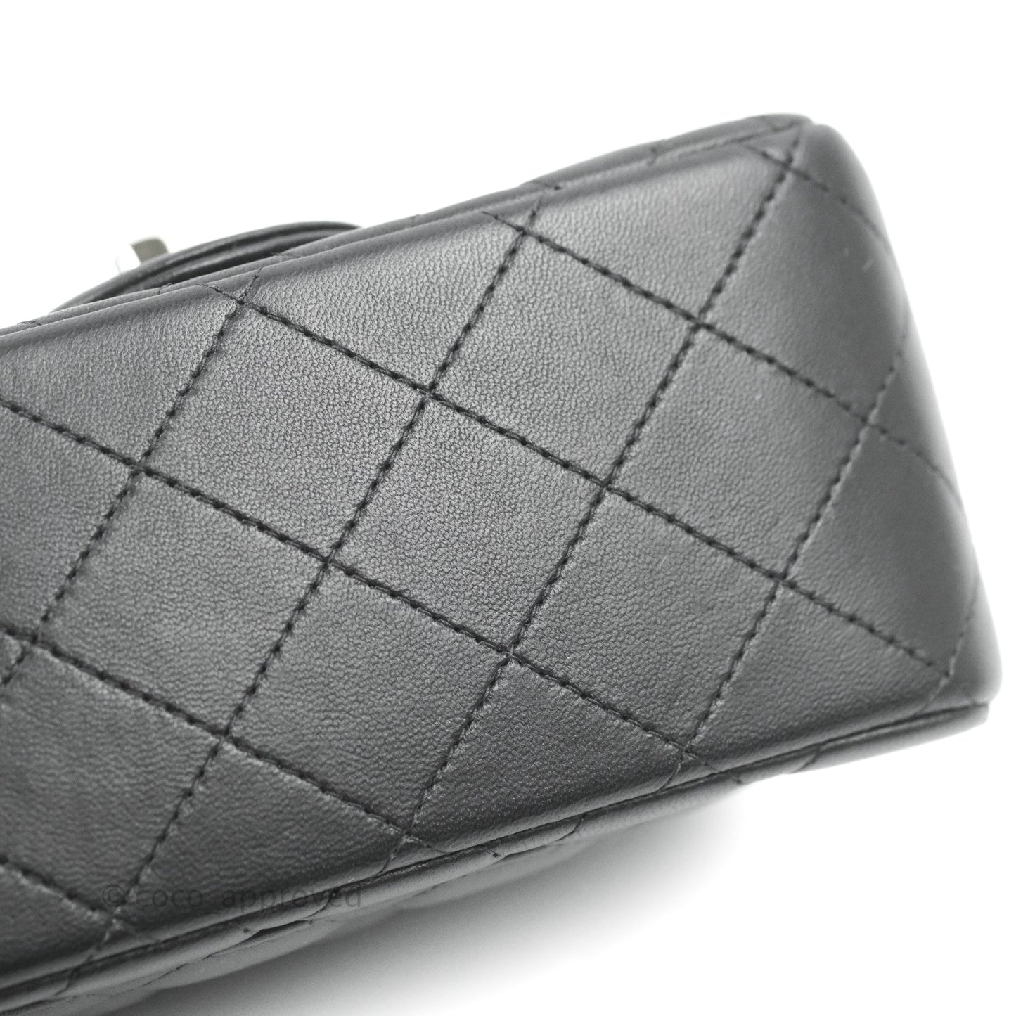 Chanel Mini Square Black Lambskin Silver Hardware