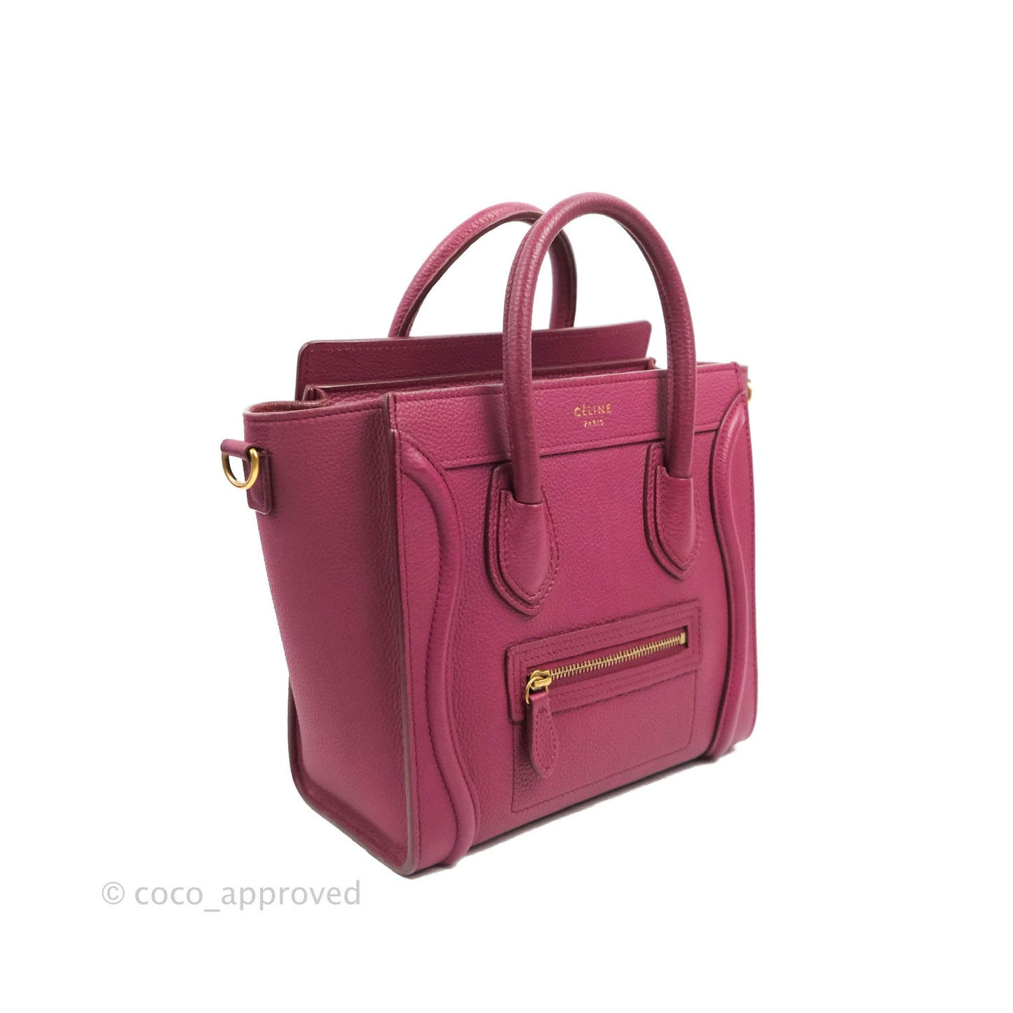 Celine Nano Luggage Plum Drummed Calfskin