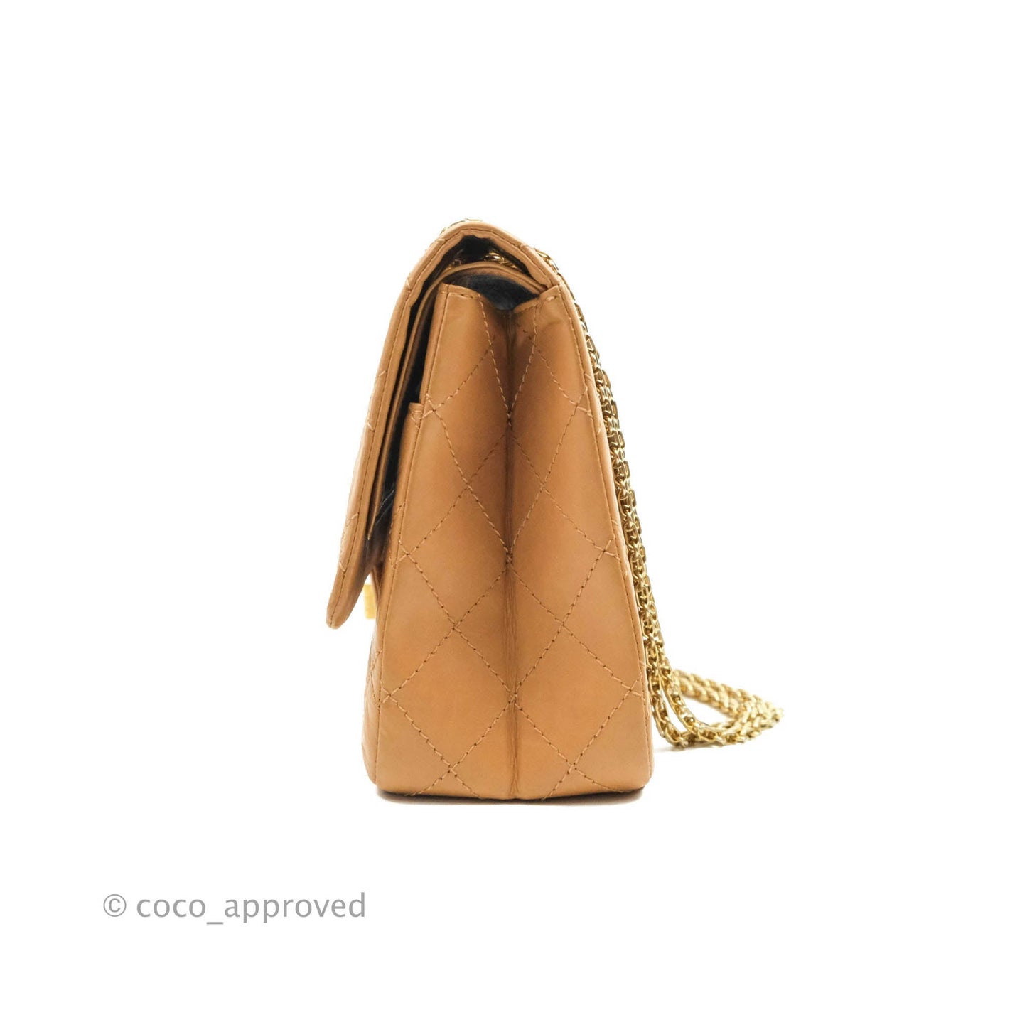 Chanel Quilted Reissue 227 Flap Beige Calfskin Aged Gold Hardware