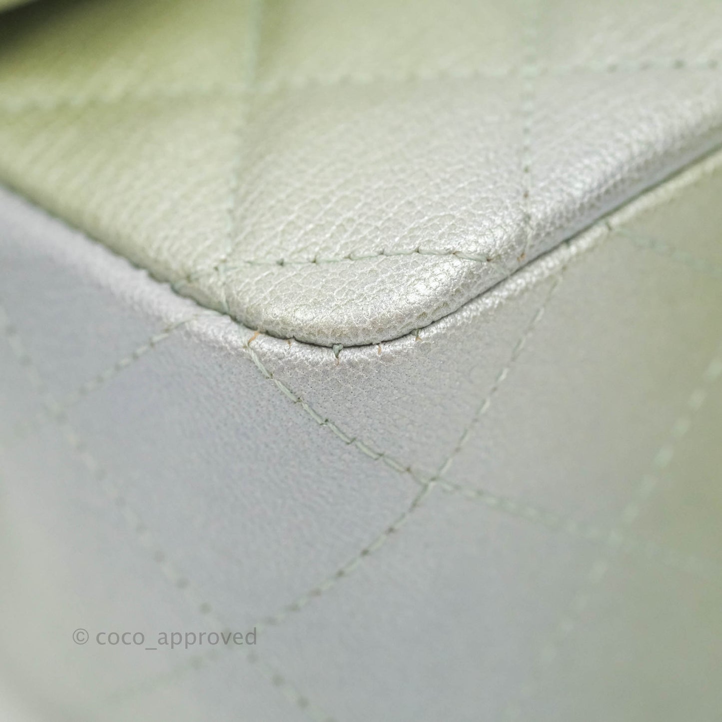 Chanel Quilted Mini Rectangular Flap Ombre Grey Green Metallic Goatskin Silver Hardware 22C
