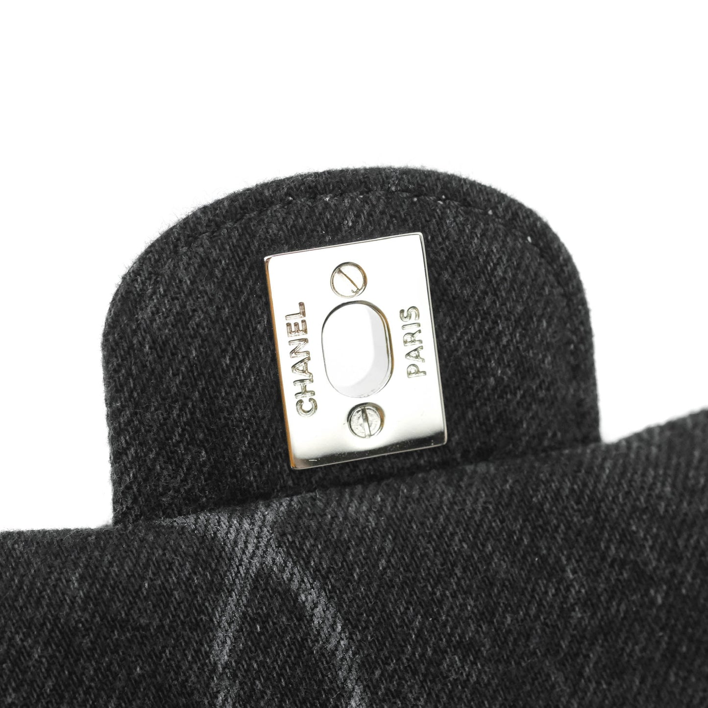 Chanel Quilted Mini Square Black Denim Silver Hardware