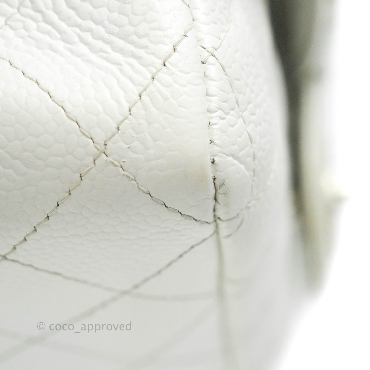 Chanel Classic M/L Medium Double Flap White Caviar Silver Hardware