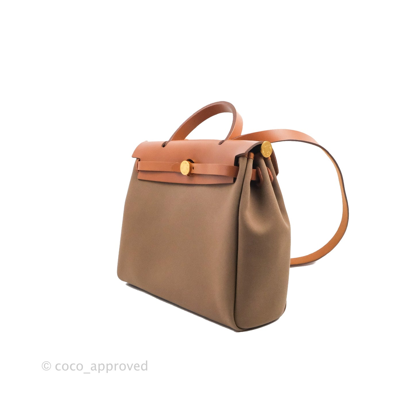 Hermès Retourne Herbag Zip 31 Etoupe-Dune/Fauve Canvas Gold Hardware