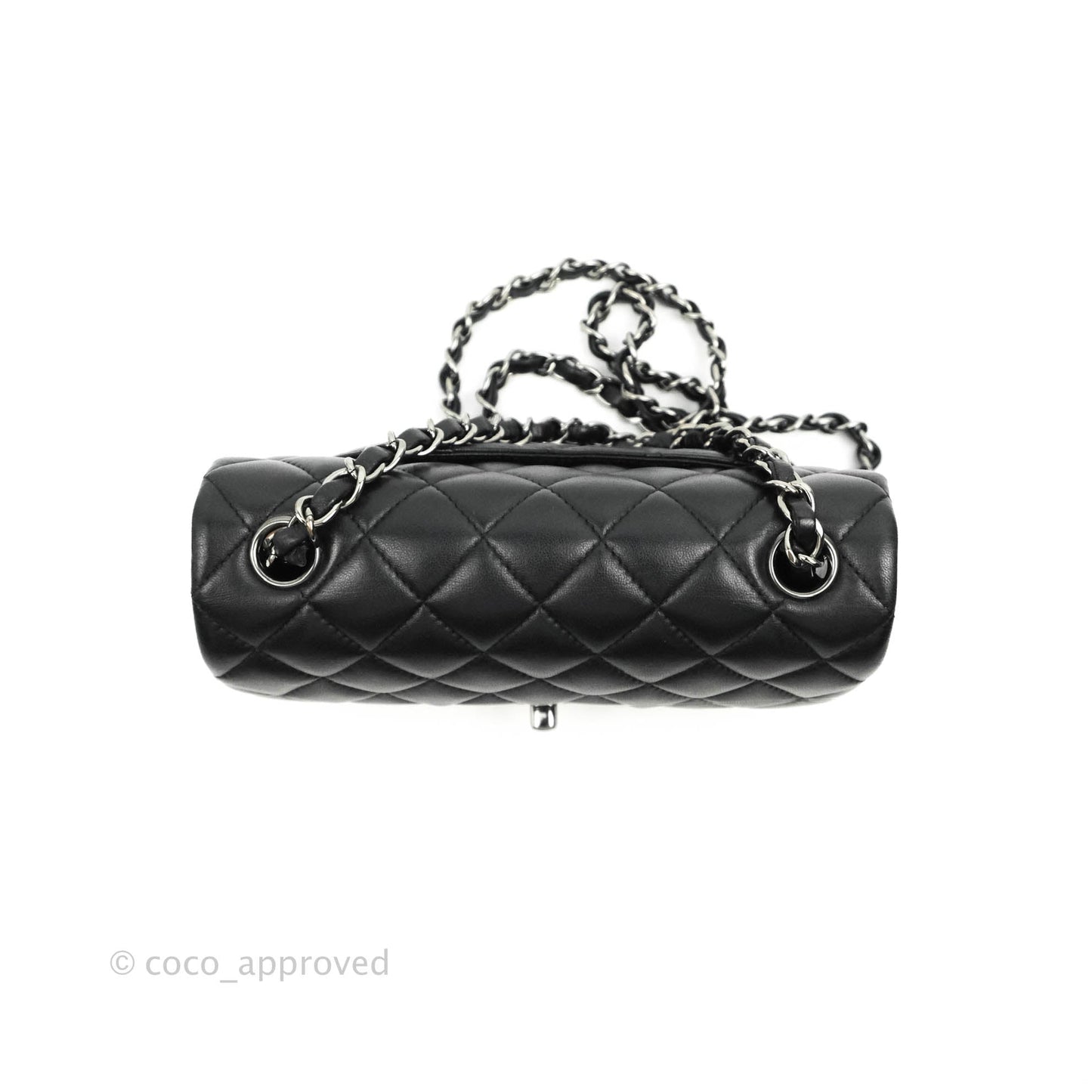 Chanel Quilted Mini Rectangular Black Lambskin Dark Silver Hardware