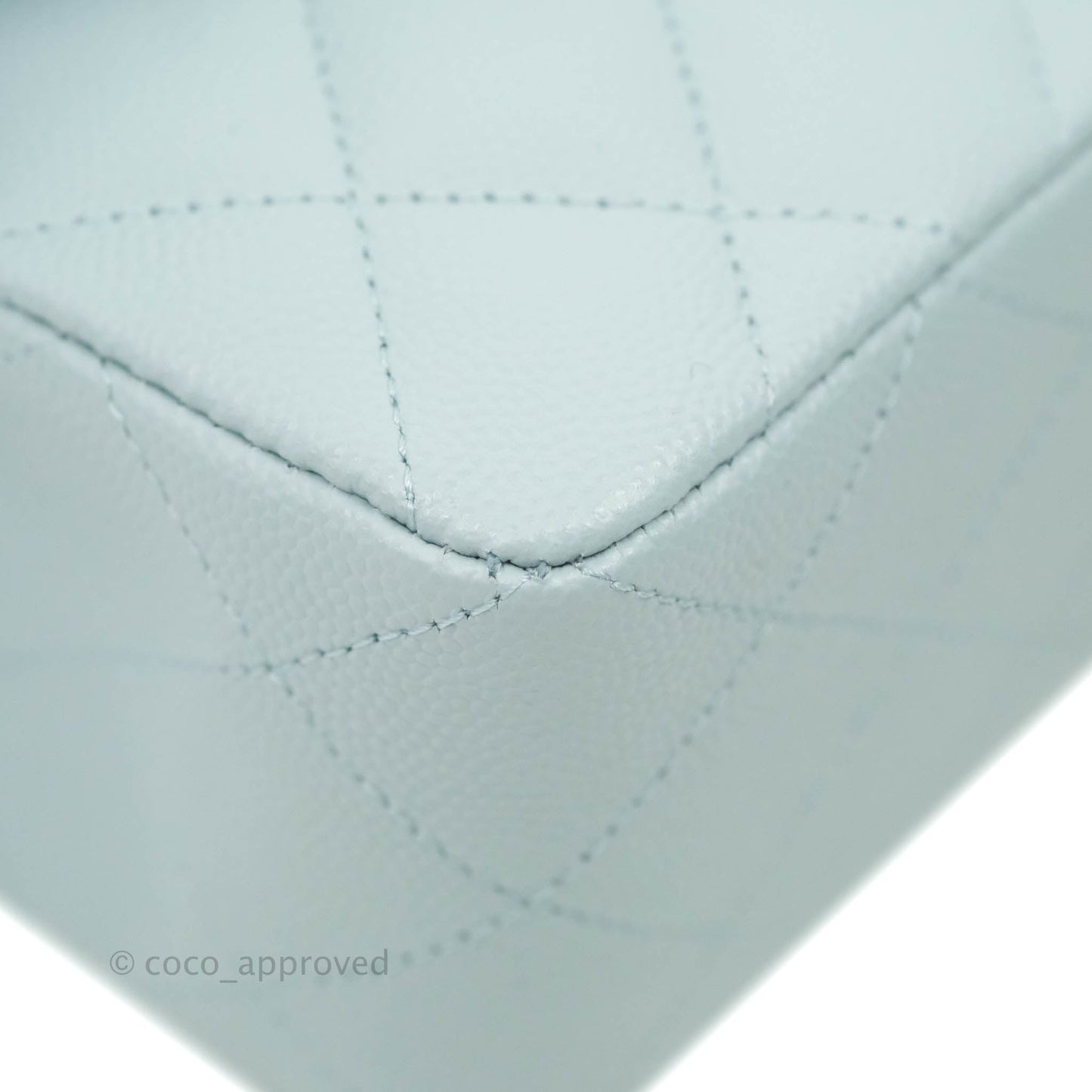 Chanel Small Classic Quilted Flap Light Blue Caviar Gold Hardware