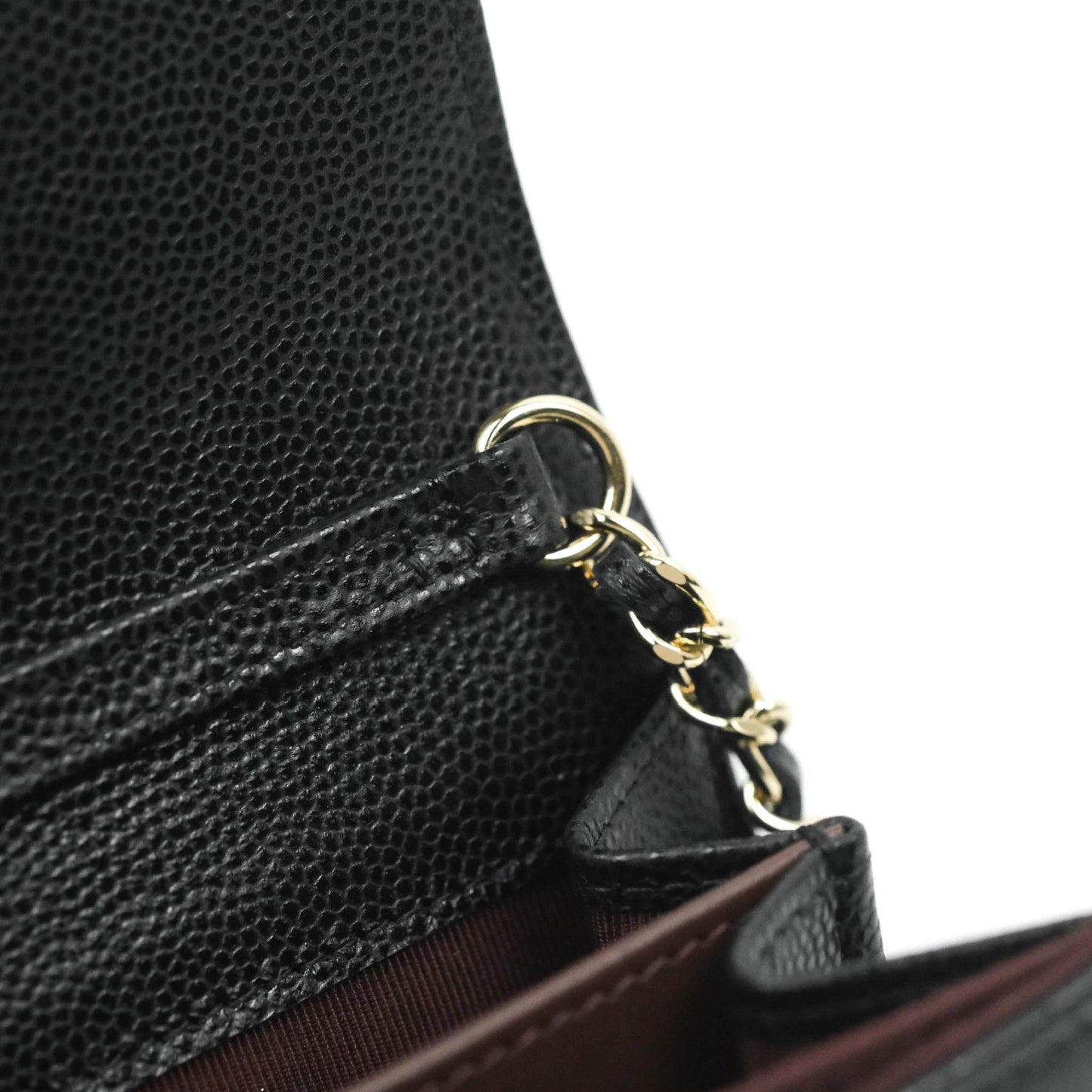Chanel Mini Wallet With Chain Black Caviar Gold Hardware