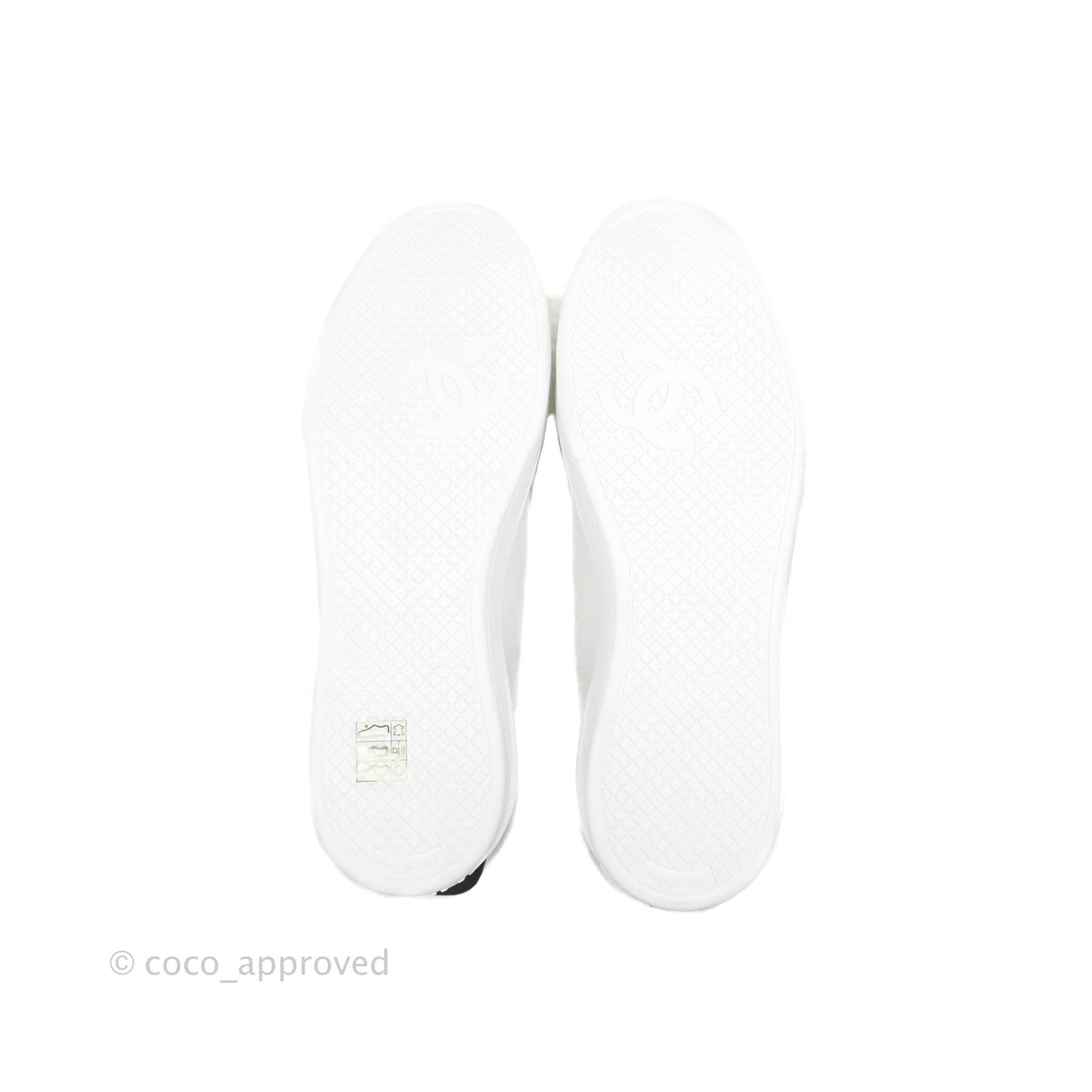 Chanel Logo Pull Tab Lace-up Sneakers White & Black Size 38