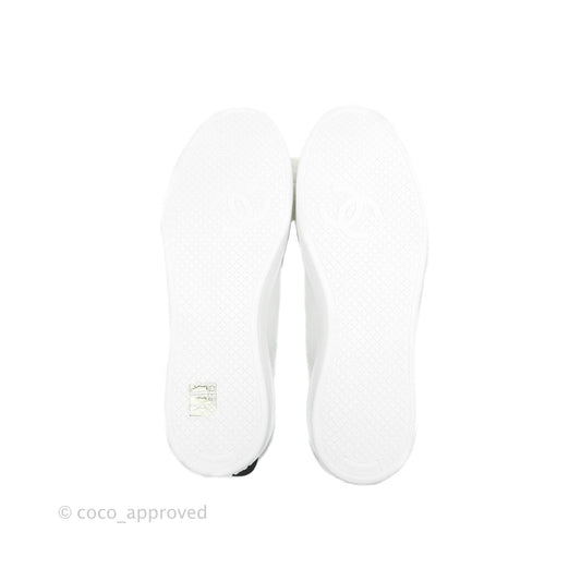 Chanel Logo Pull Tab Lace-up Sneakers White & Black Size 38