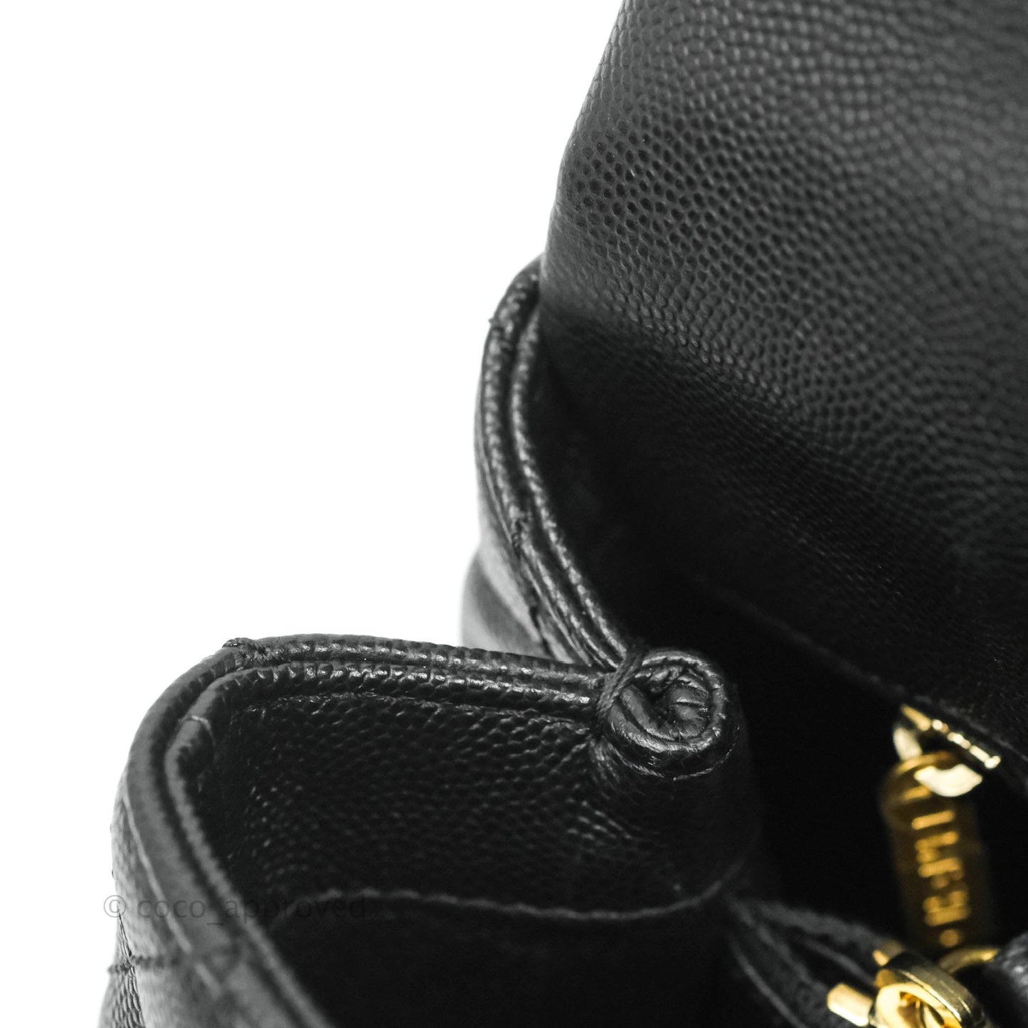 Chanel Medium Coco Handle Quilted Black Caviar Lizard Handle Gold Hardware