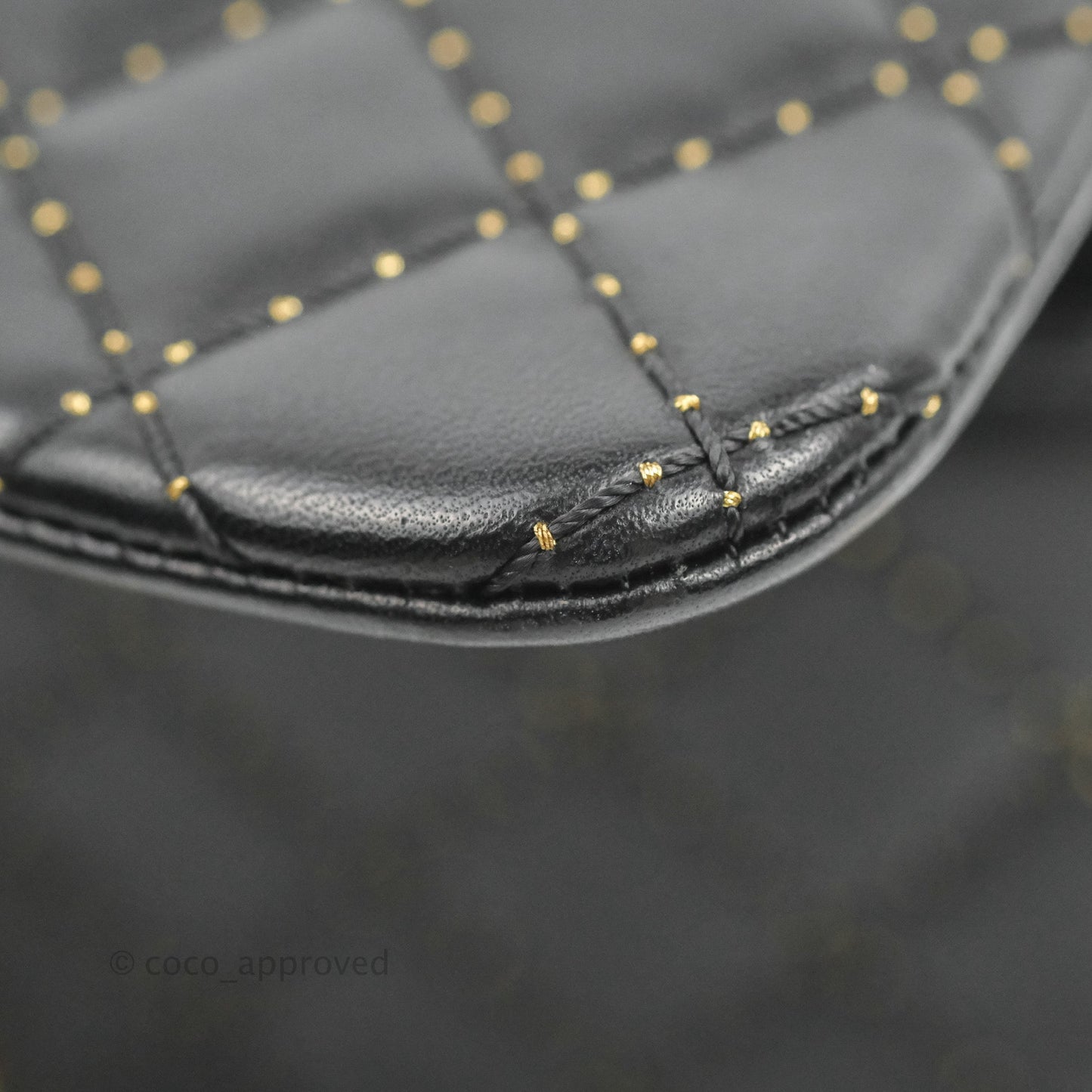 Chanel Quilted Stitched Flap Bag Lambskin Black Aged Gold Hardware 15A