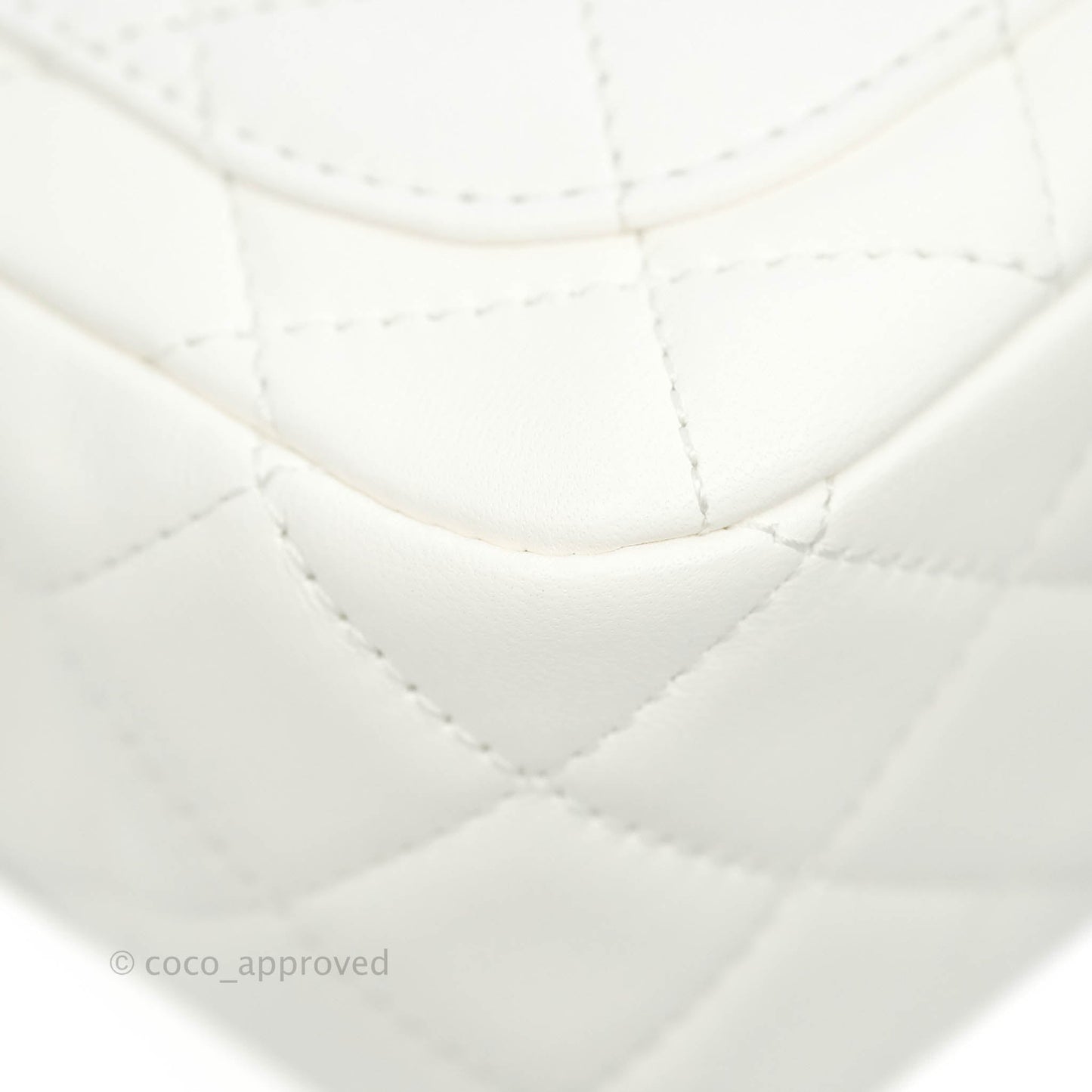 Chanel Mini Square Pearl Crush Quilted White Lambskin Gold Hardware
