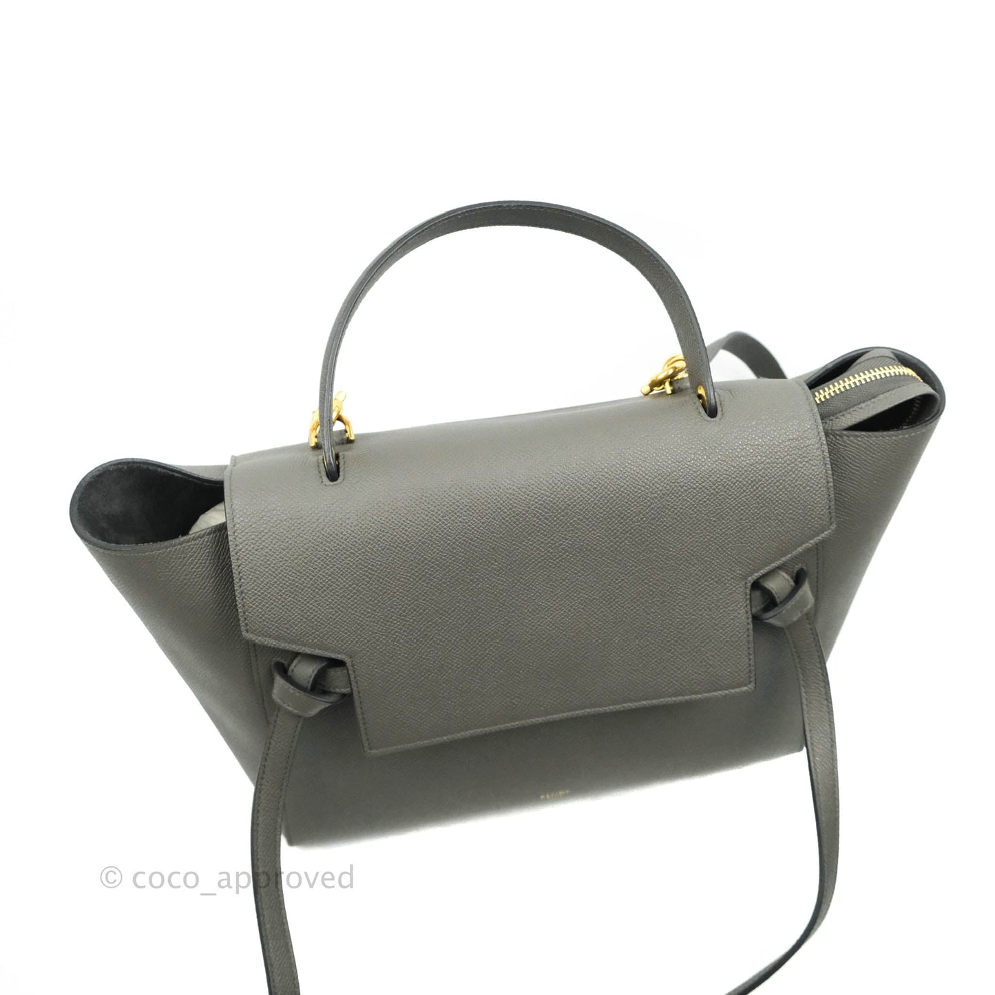 Celine Mini Belt Bag Grey Grained Calfskin Gold Hardware
