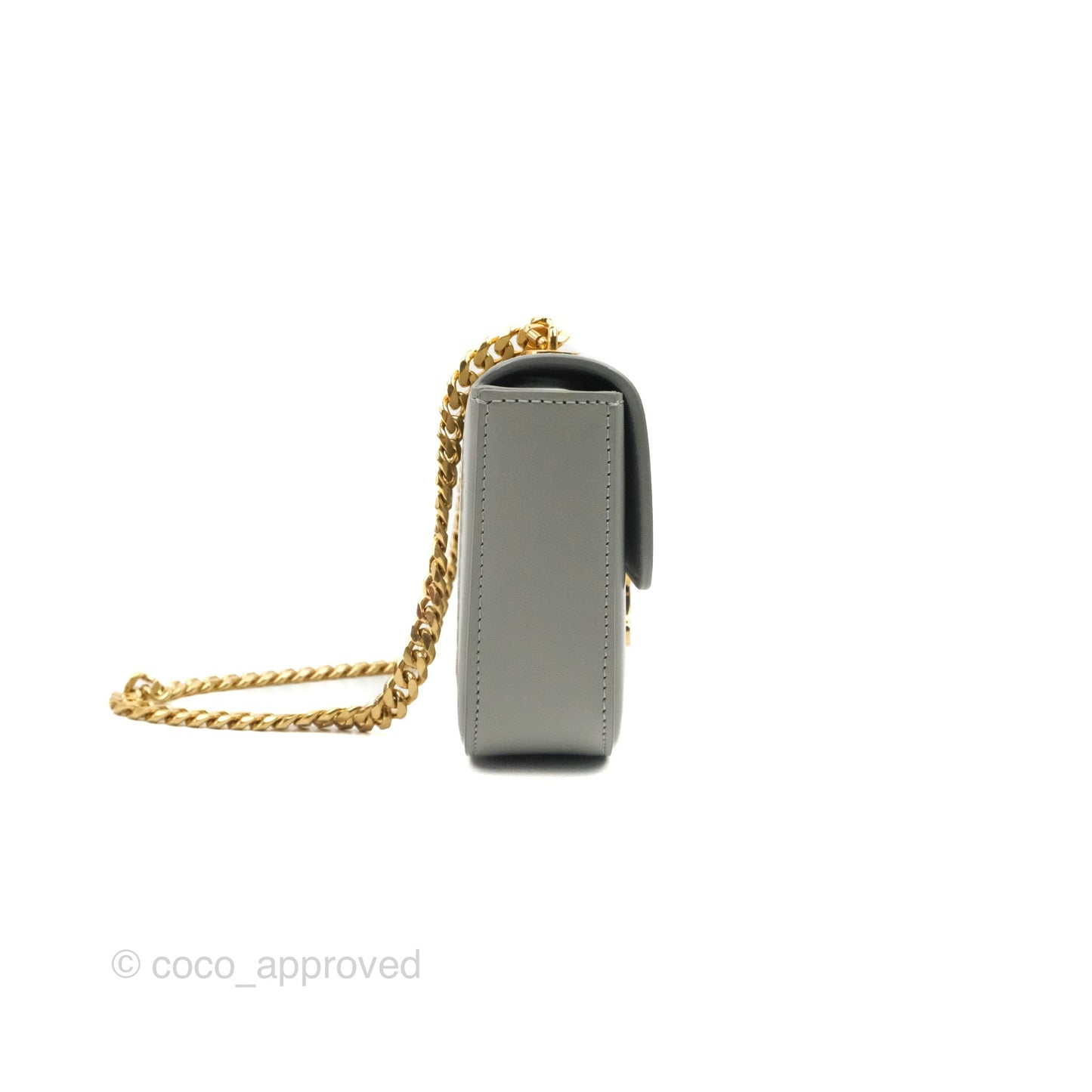 Celine Chain Shoulder Bag Pale Grey Shiny Calfskin
