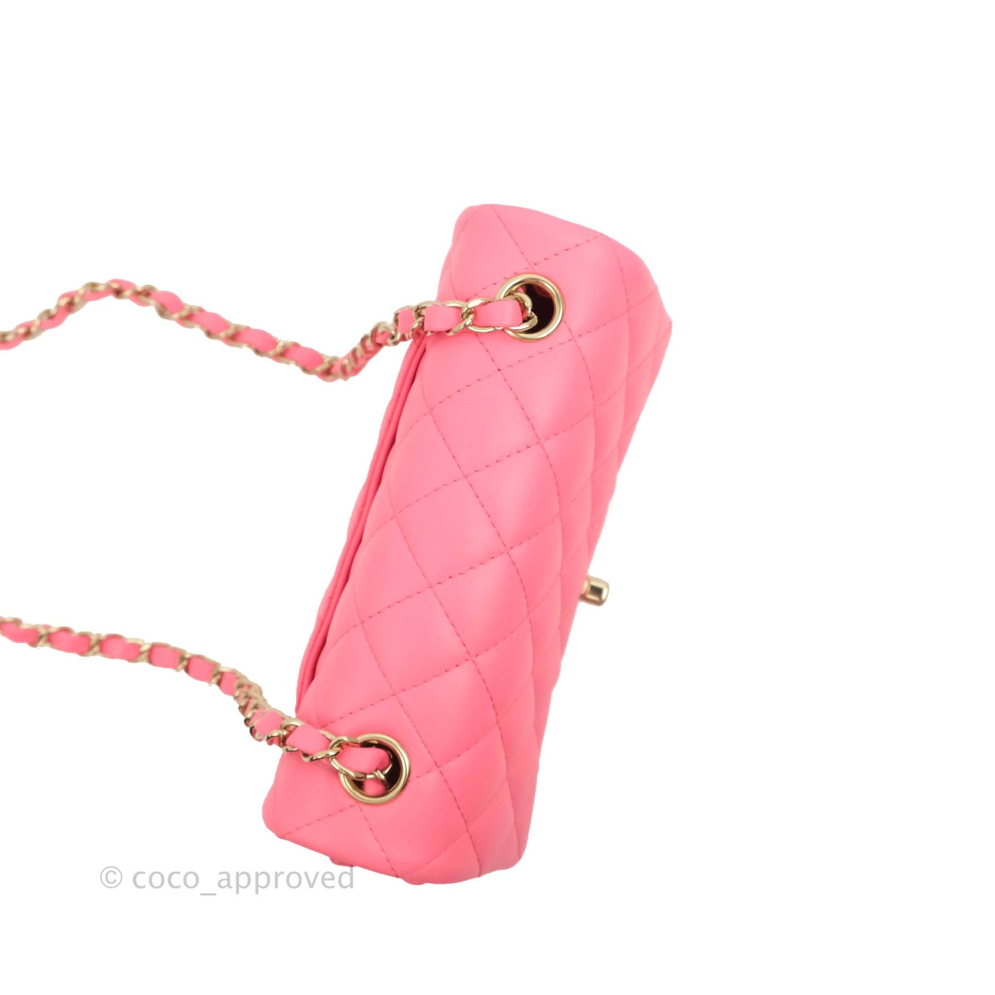 Chanel Quilted Mini Rectangular Flap Pink Lambskin Gold Hardware