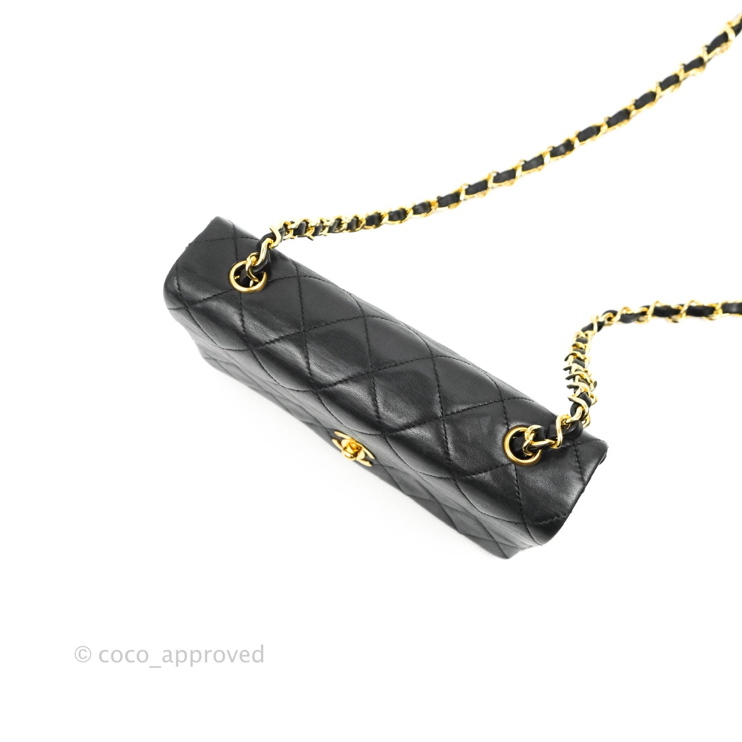 Chanel Vintage Small Single Full Flap Bag Black Lambskin 24K Gold Hardware