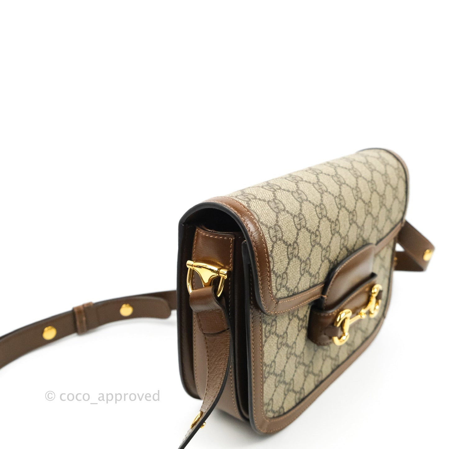Gucci Horsebit 1955 GG Supreme Canvas Brown Shoulder Bag Gold Hardware