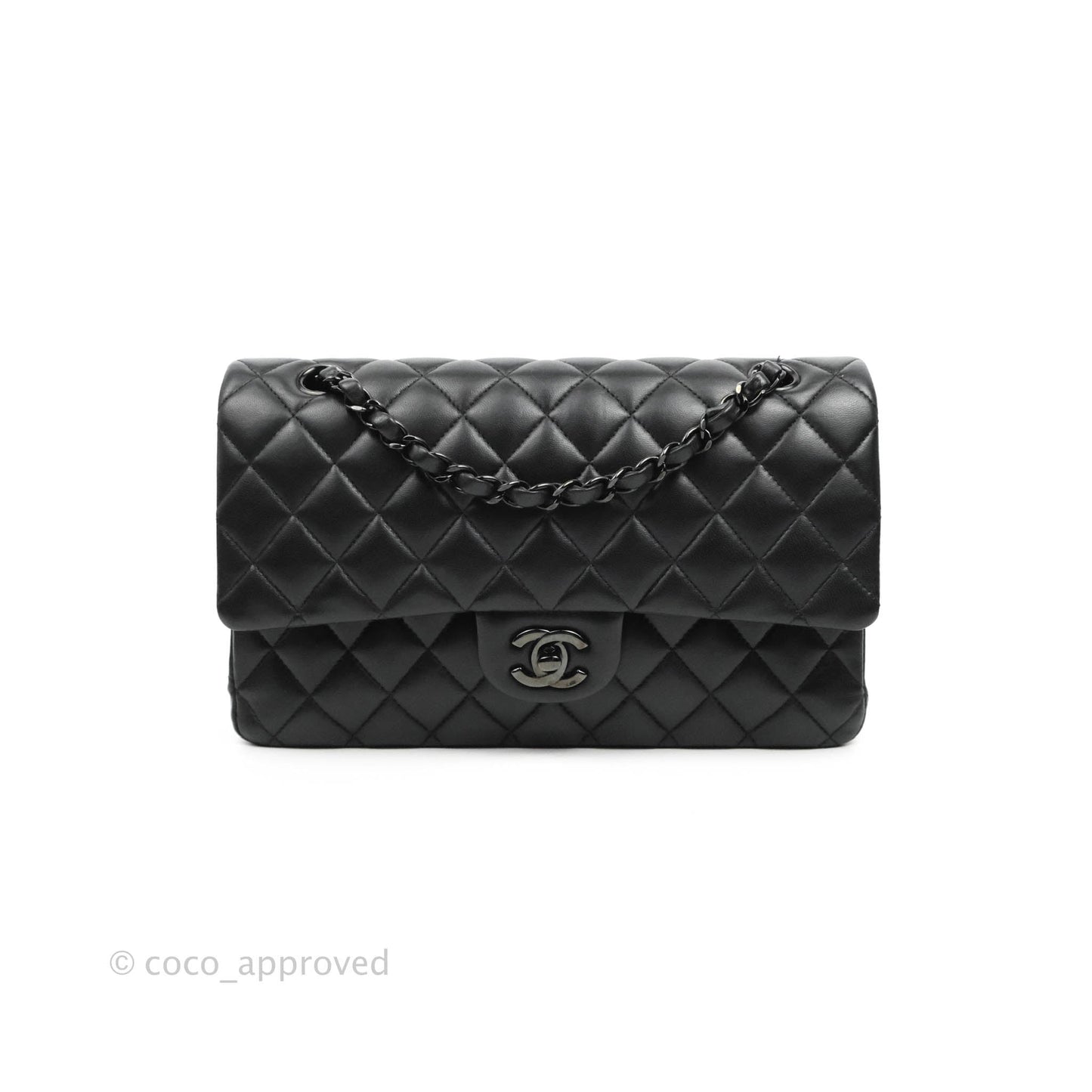 Chanel Classic Quilted M/L Medium Double Flap So Black Lambskin