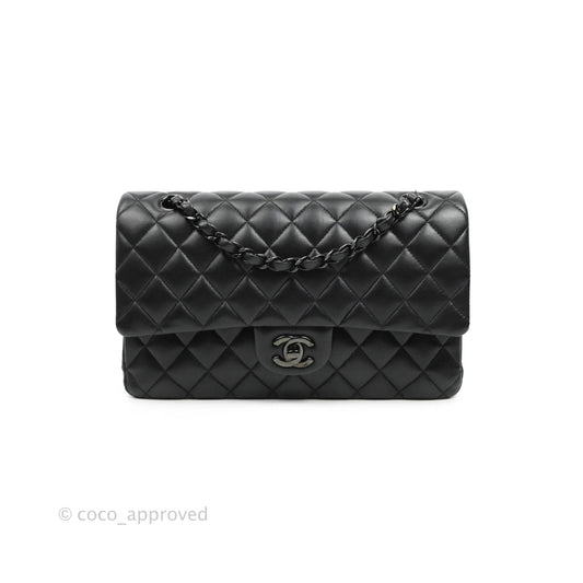 Chanel Classic Quilted M/L Medium Double Flap So Black Lambskin