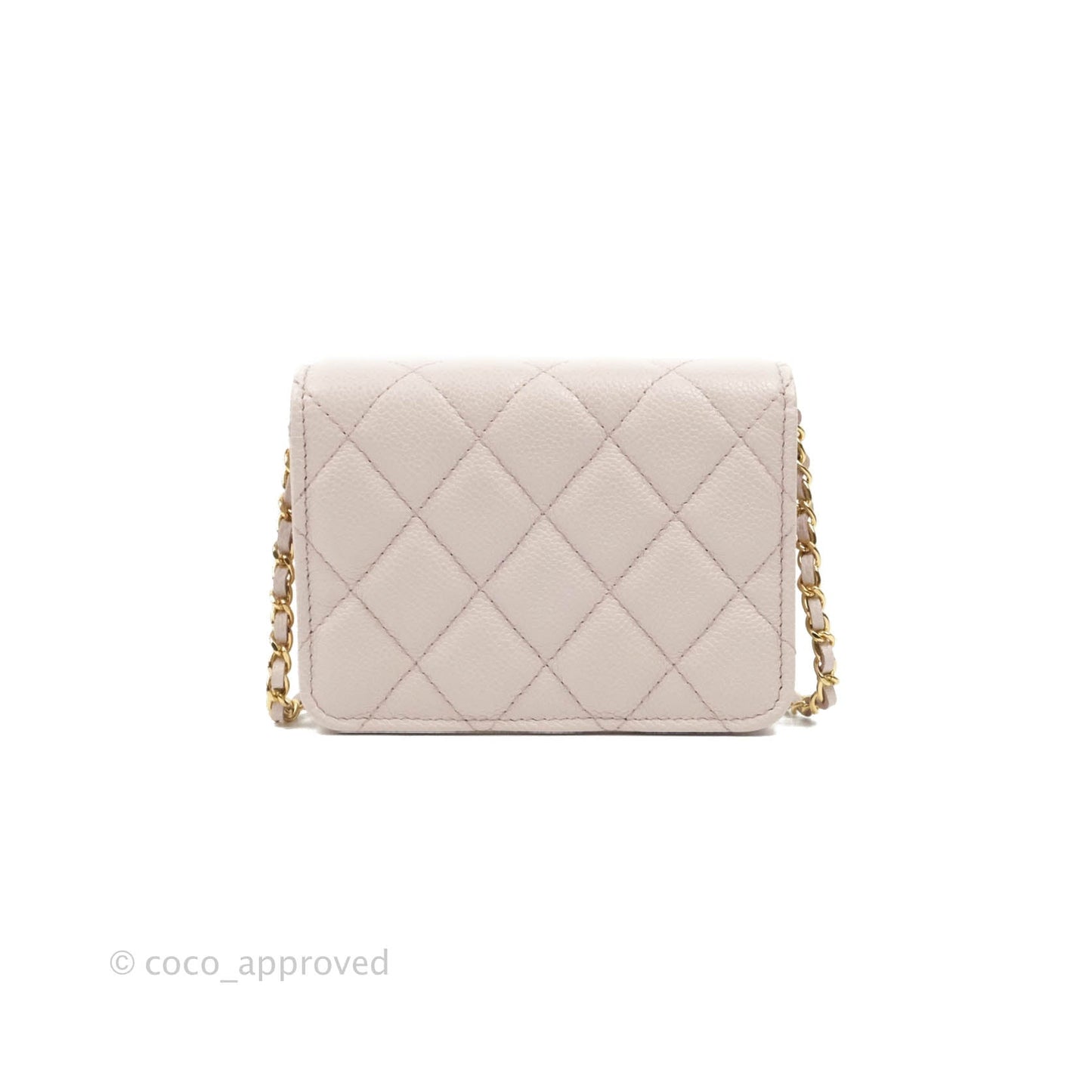 Chanel Miss Coco Clutch With Chain Quilted Lilac Pink Caviar Gold Hardware