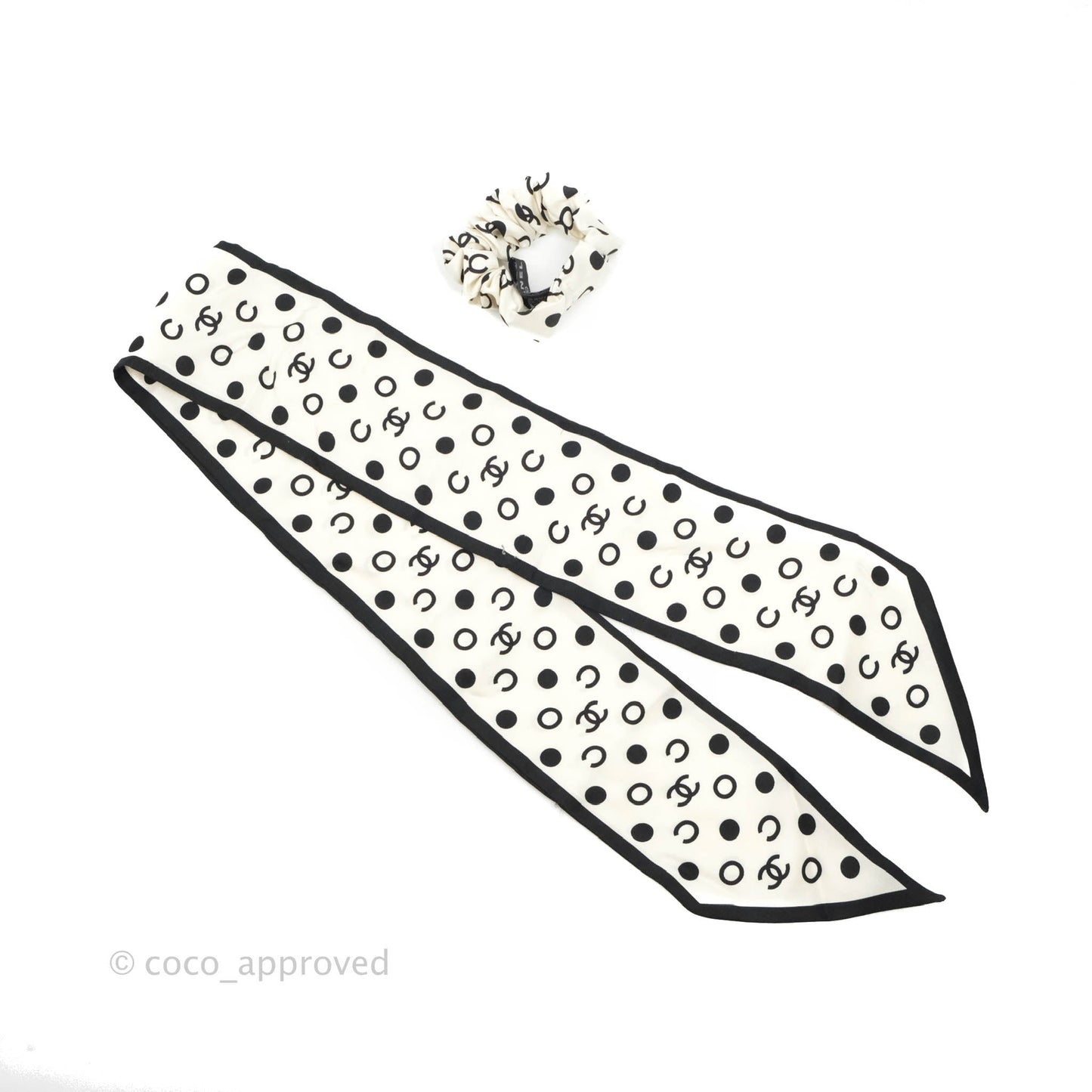 Chanel Coco Bow Silk Hair Accessory Ivory & Black