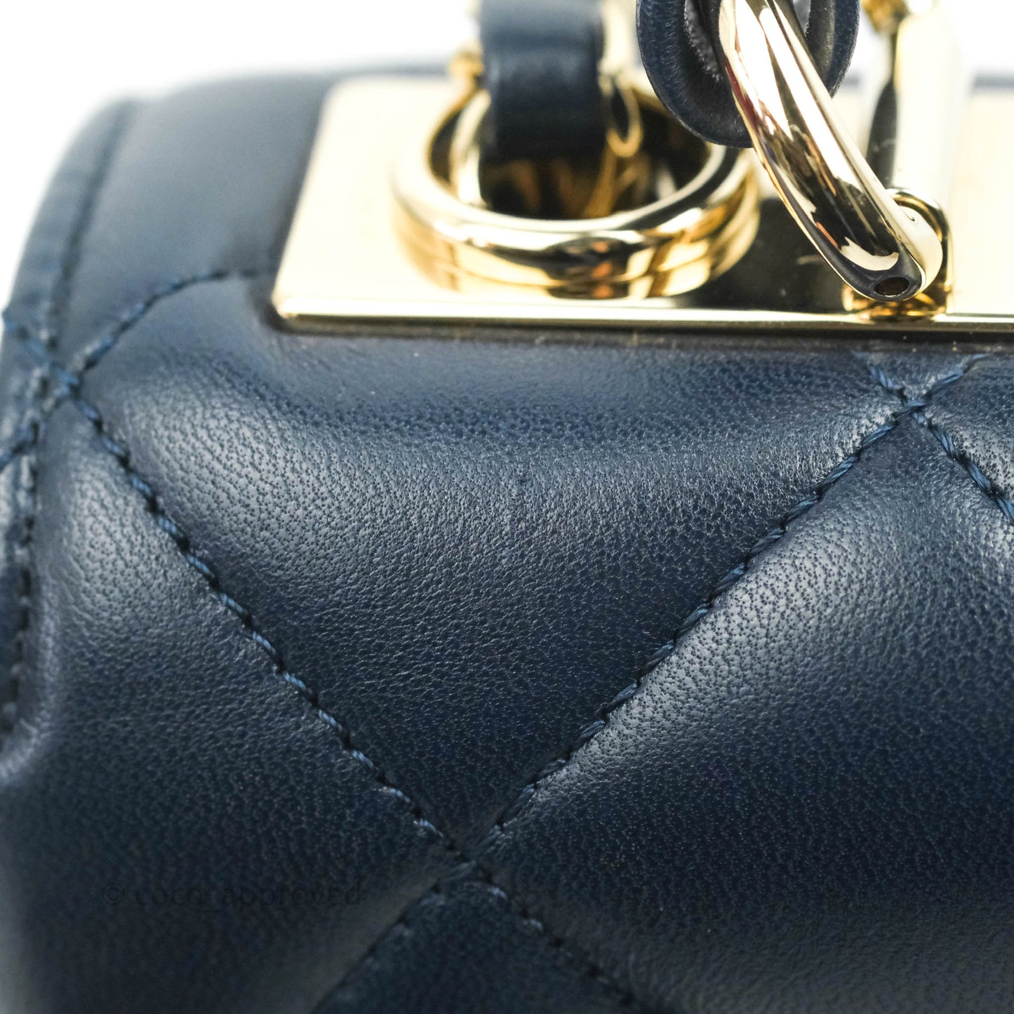 Chanel Small Trendy CC Navy Lambskin Gold Hardware
