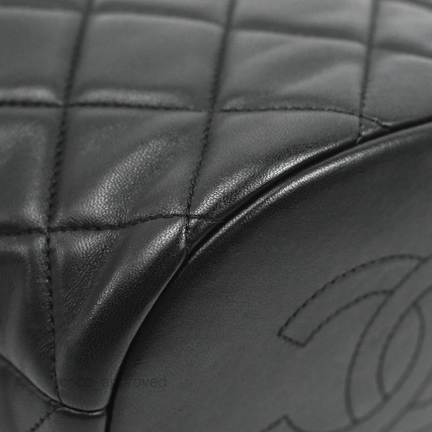 Chanel Quilted My Perfect CC Bucket Drawstring Bag Black Lambskin