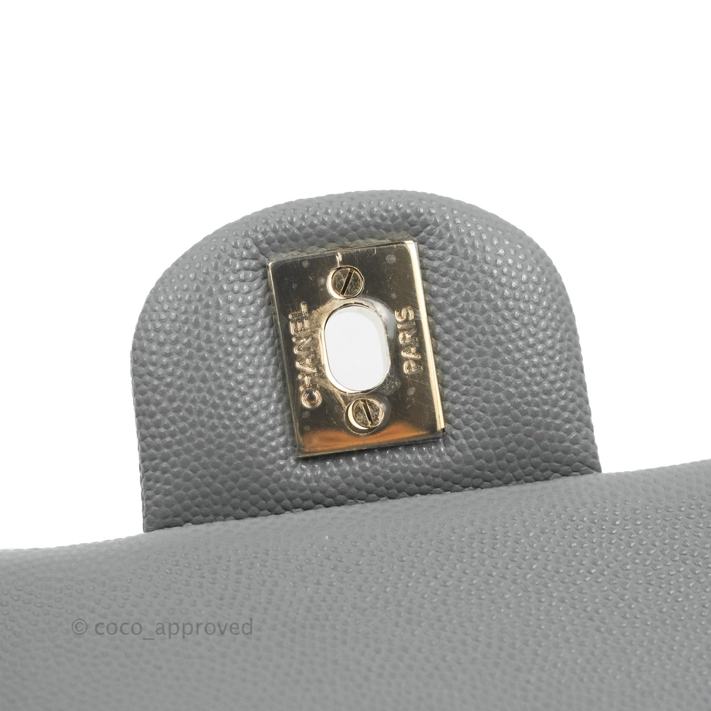 Chanel Small Classic Quilted Flap Grey Caviar Gold Hardware 20C