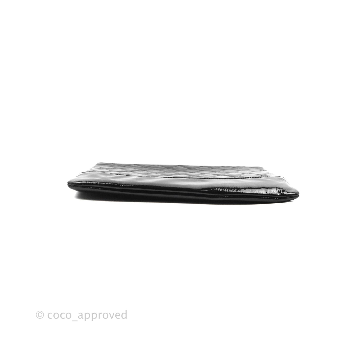 Chanel Gabrielle O Case Quilted Black Patent Goatskin