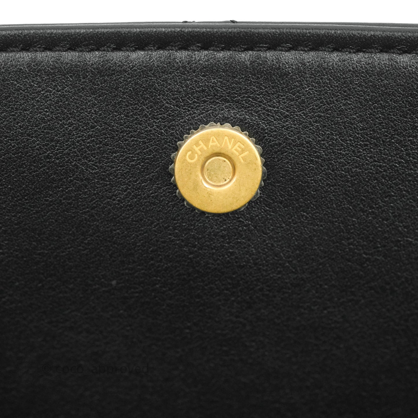 Chanel Logo Enchained Flap Bag Black Calfskin Gold Hardware