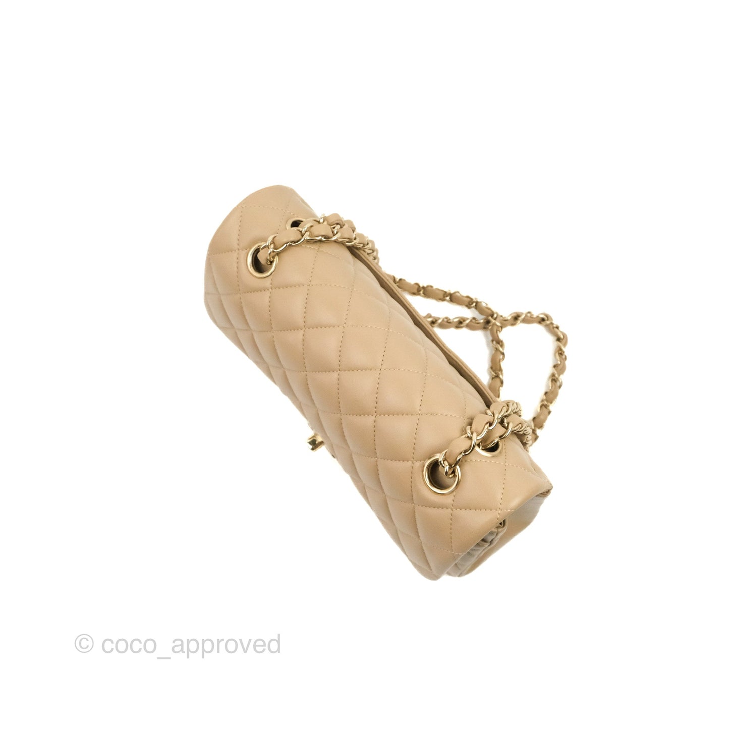 Chanel Small Classic Quilted Flap Dark Beige Lambskin Gold Hardware