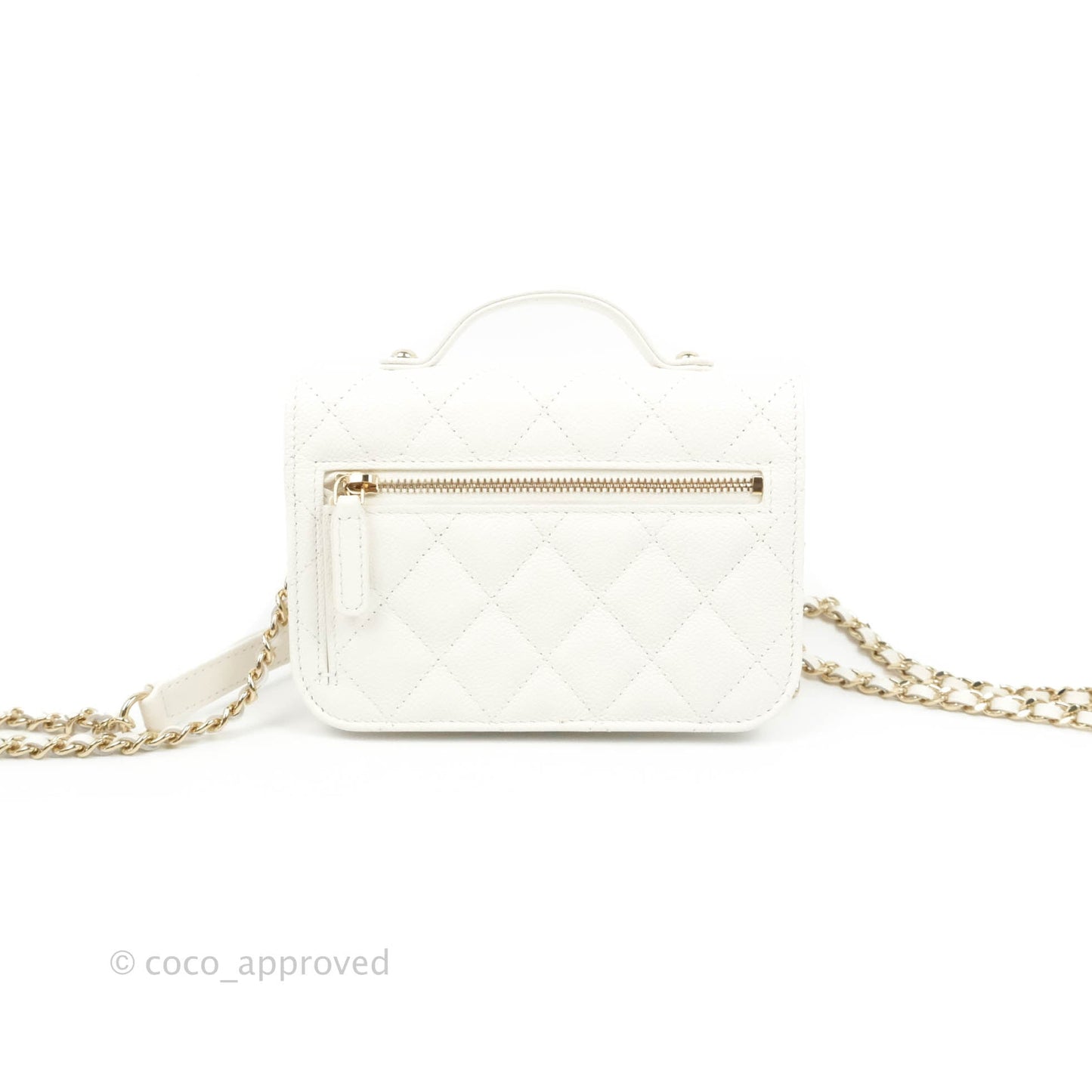Chanel Business Affinity Clutch With Chain White Caviar Gold Hardware