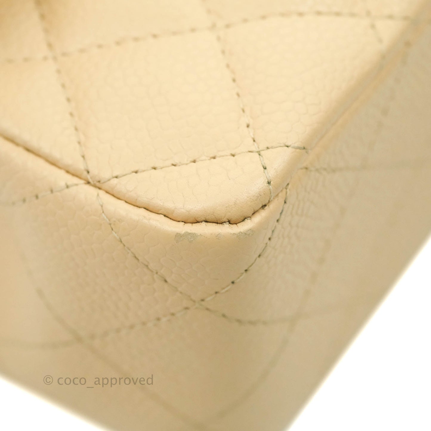 Chanel Classic M/L Medium Flap Quilted Beige Caviar Gold Hardware