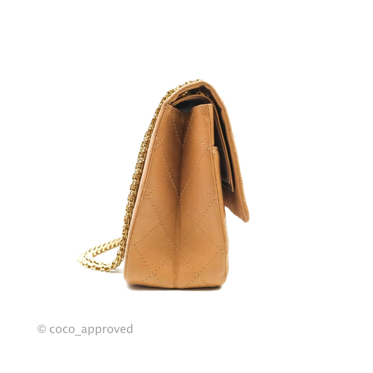 Chanel Quilted Reissue 227 Flap Beige Calfskin Aged Gold Hardware
